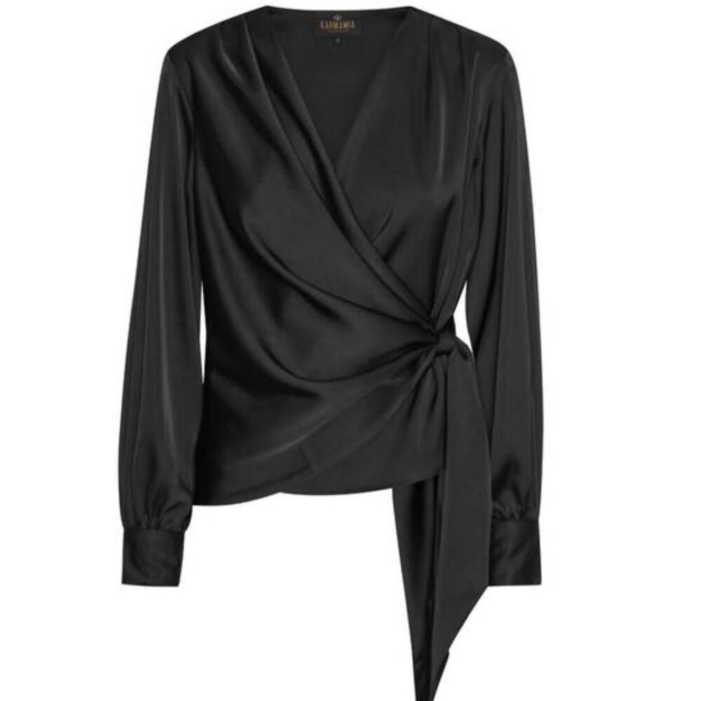 KARMAMIA Ines Wrap Blouse – Black | NWT | Size S